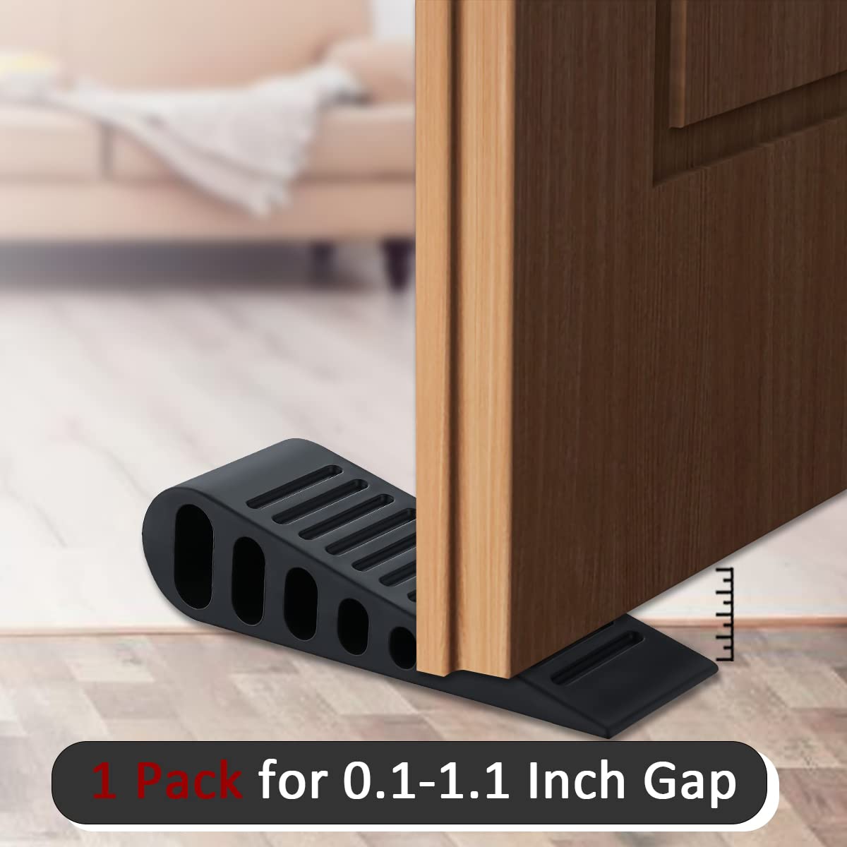 JQK Rubber Door Stopper Wedge, Black 2 Pack Soft TPR Premium Door Stops for Bottom of Heavy Duty Door on Tile, Concrete, Carpet, Wooden Floor, DSB61-BK-P2 - Image 8