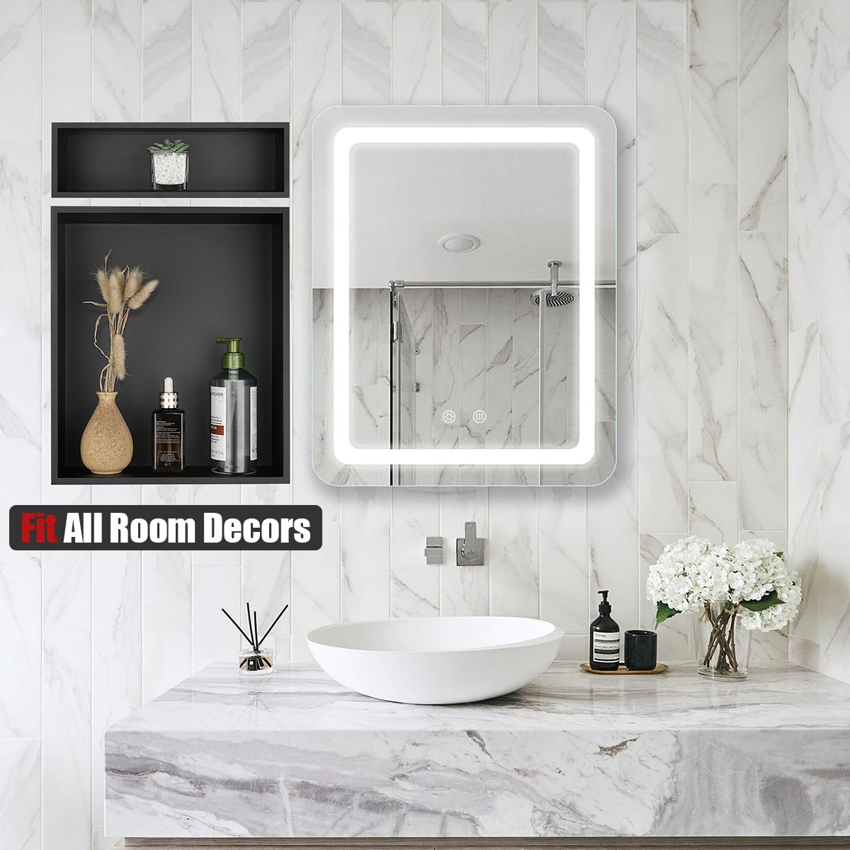 JQK Shower Niche No Tile Need, 12"×14" Matte Black Bathroom Insert Shelf, 304 Stainless Steel Recessed Shower Caddy Organizer Storage, SNL1214-PB - Image 8