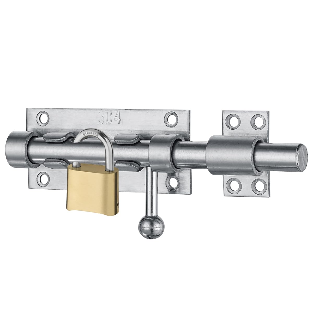 JQK Sliding Bolt Gate Latch, 6.3 Inch (Thick 2.4mm) Heavy Duty 304 Stainless Steel Barrel Bolt with Padlock Hole, Interior Door Latches Brushed Finish, DL300-BN - Image 8