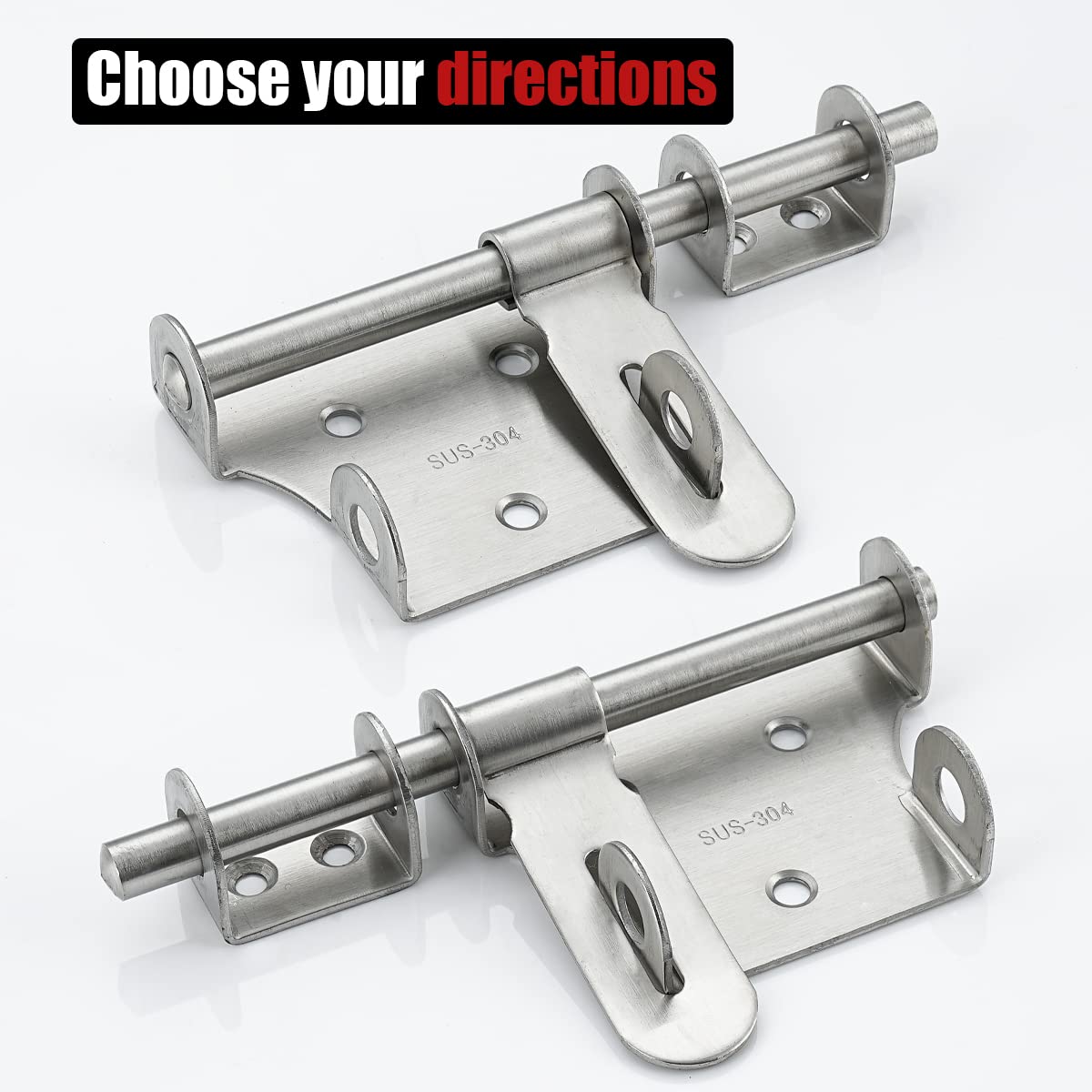 JQK Sliding Gate Latch 6 Inch, Thickening 304 Stainless Steel Barrel Bolt with Padlock Hole, Interior Door Latches Brushed Finish, 2 Pack - Image 3