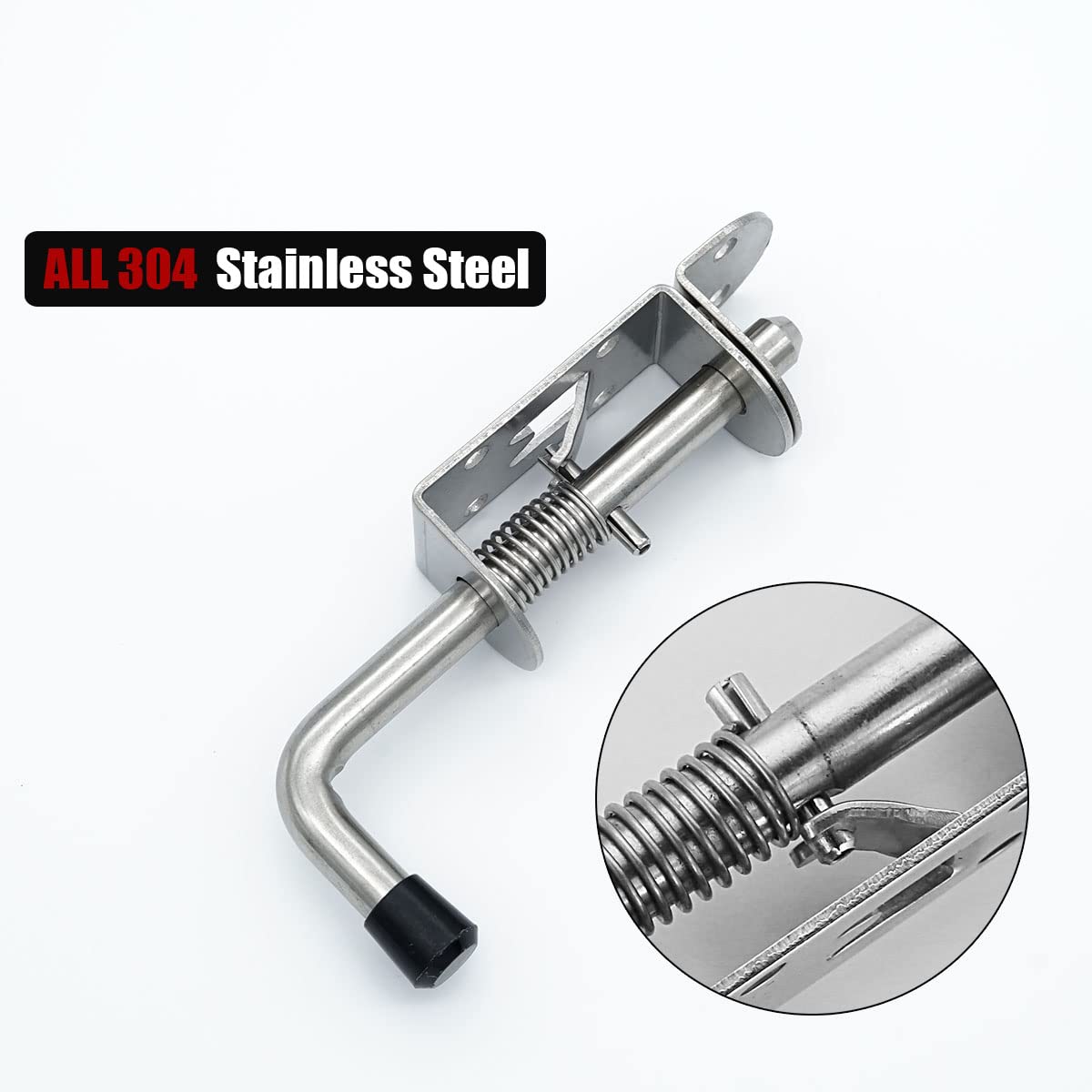 JQK Spring Loaded Latch Pin, 304 Stainless Steel Barrel Bolt Thickened 2mm Door Lock, 5 Inch Brushed Finished, HSB300 - Image 3