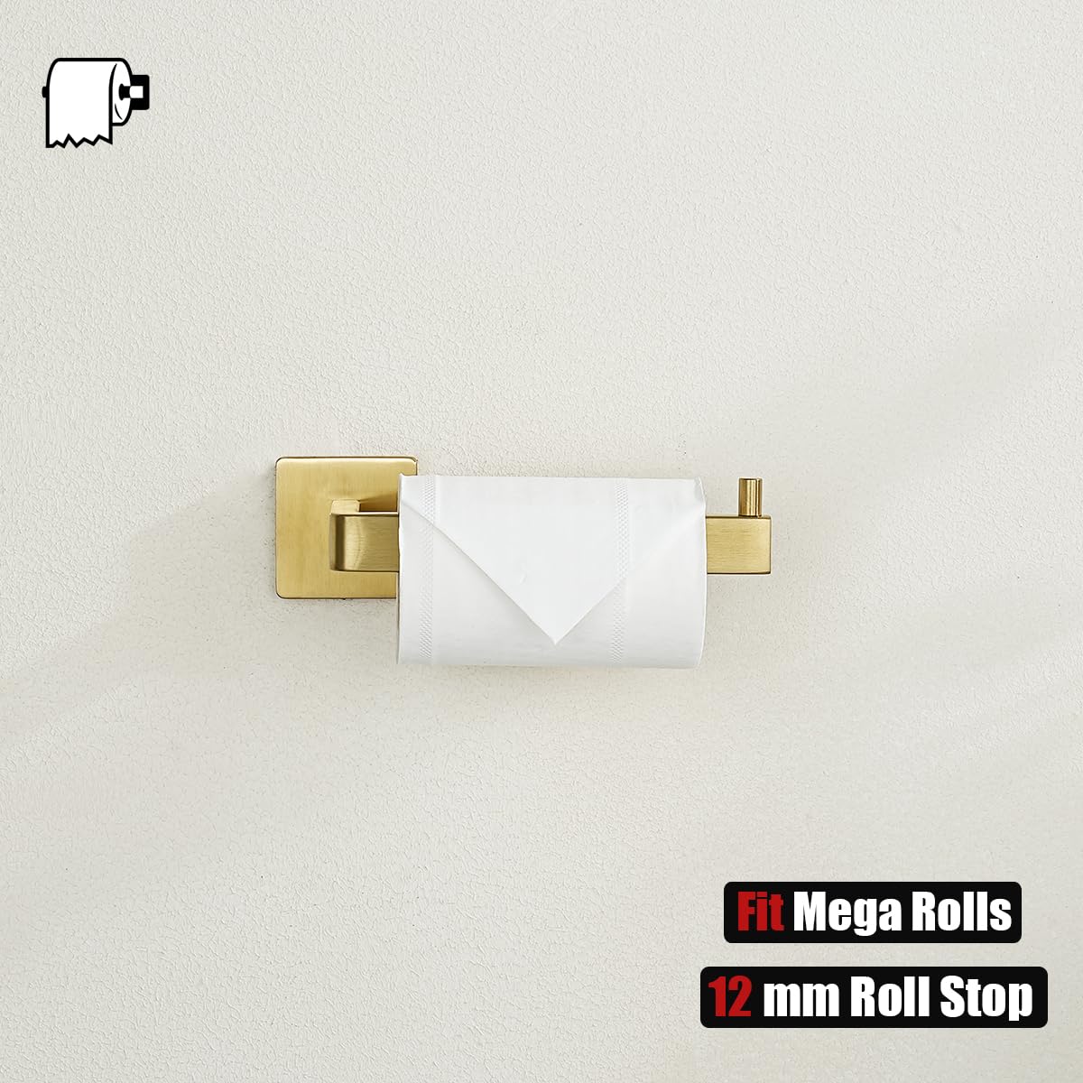 JQK Toilet Paper Holder Gold, 5 Inch 304 Stainless Steel Thick 0.8mm Tissue Paper Dispenser for Bathroom, Hold Mega Rolls, Brushed Gold Wall Mount Left or Right, TPH250-BG - Image 7