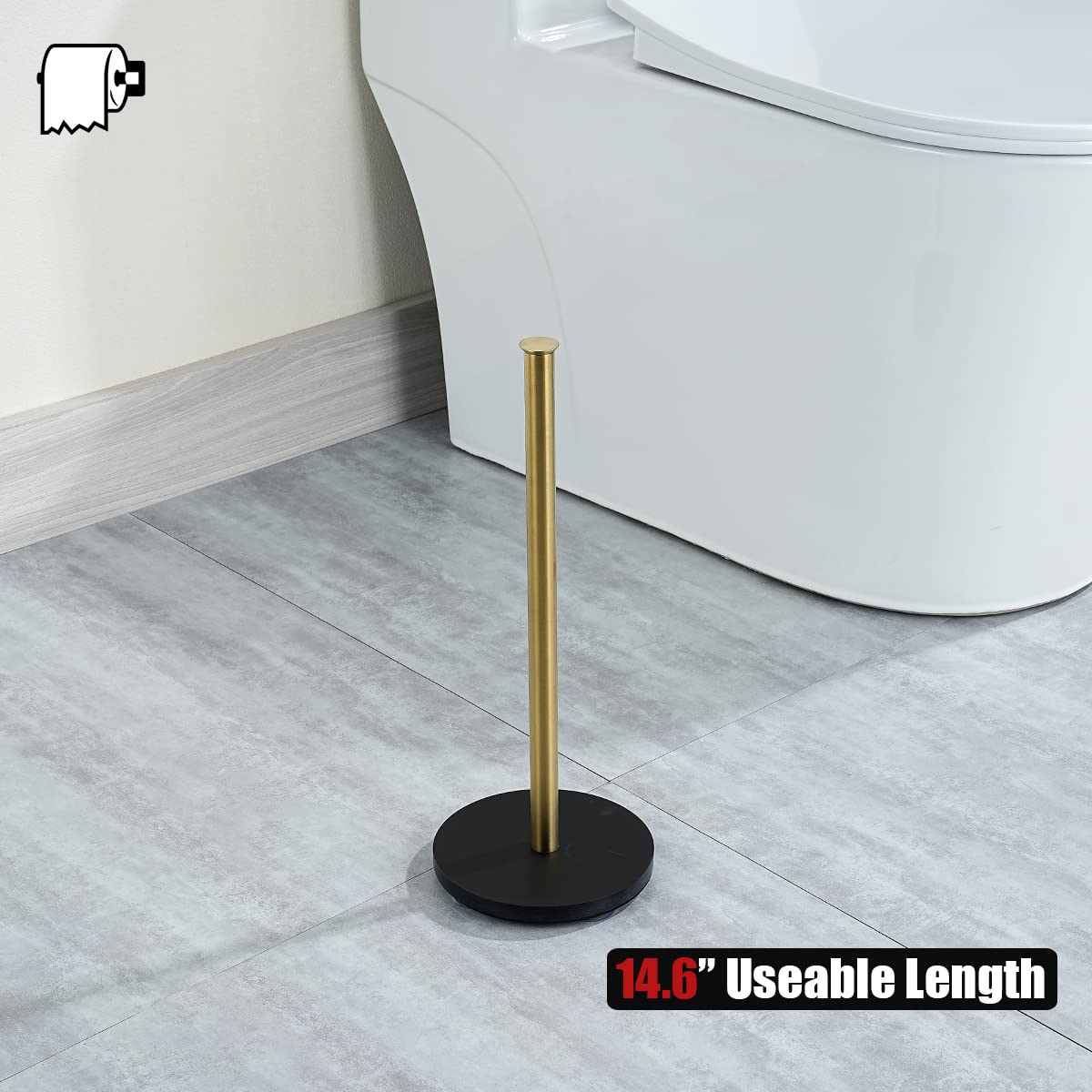 JQK Toilet Paper Storage Stand Gold, 304 Stainless Steel Thicken 0.8mm Tissue Reserve Holder Dispenser for Bathroom, Brushed Gold, TPS180-BG - Image 5