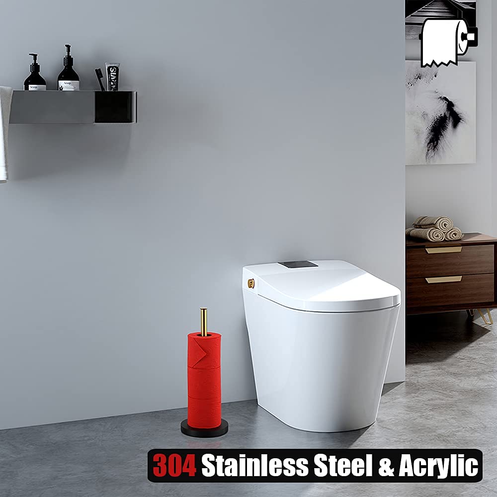 JQK Toilet Paper Storage Stand Gold, 304 Stainless Steel Thicken 0.8mm Tissue Reserve Holder Dispenser for Bathroom, Brushed Gold, TPS180-BG - Image 6
