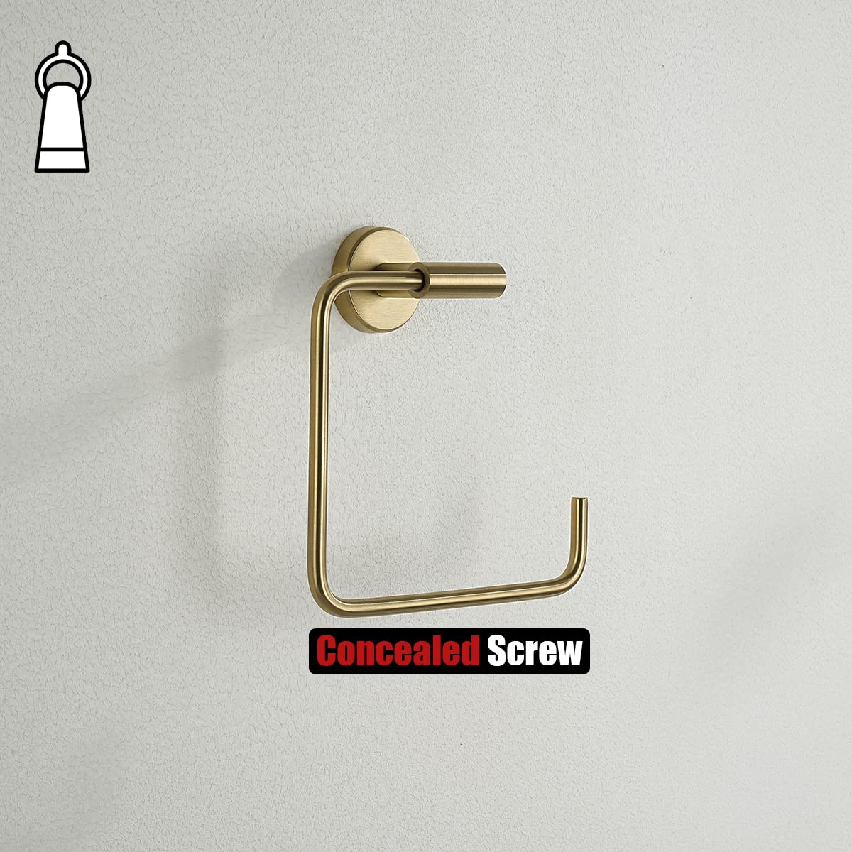 JQK Towel Ring Brushed Gold, Stainless Steel Square Ring Towel Holder for Bathroom, 6 Inch Brushed Gold Wall Mount, TR140-BG - Image 6