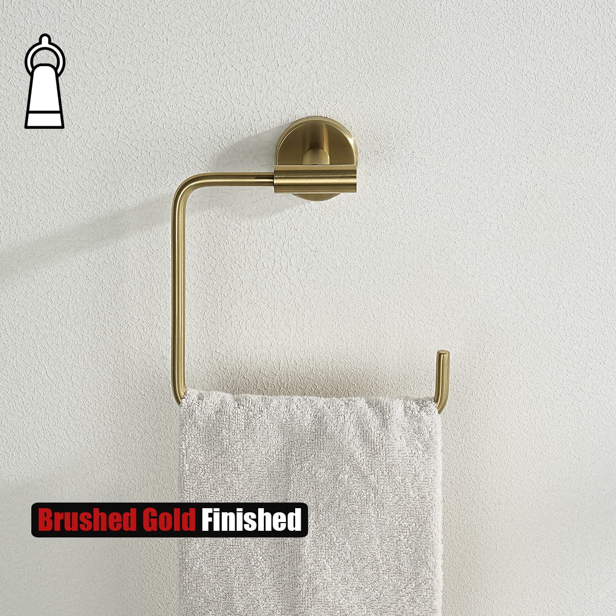 JQK Towel Ring Brushed Gold, Stainless Steel Square Ring Towel Holder for Bathroom, 6 Inch Brushed Gold Wall Mount, TR140-BG - Image 7
