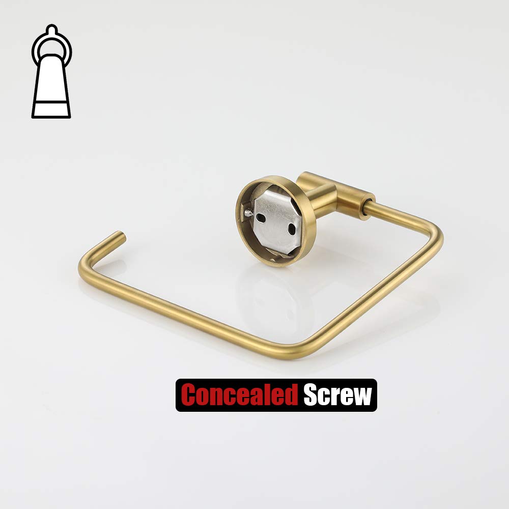 JQK Towel Ring Brushed Gold, Stainless Steel Square Ring Towel Holder for Bathroom, 6 Inch Brushed Gold Wall Mount, TR140-BG - Image 9