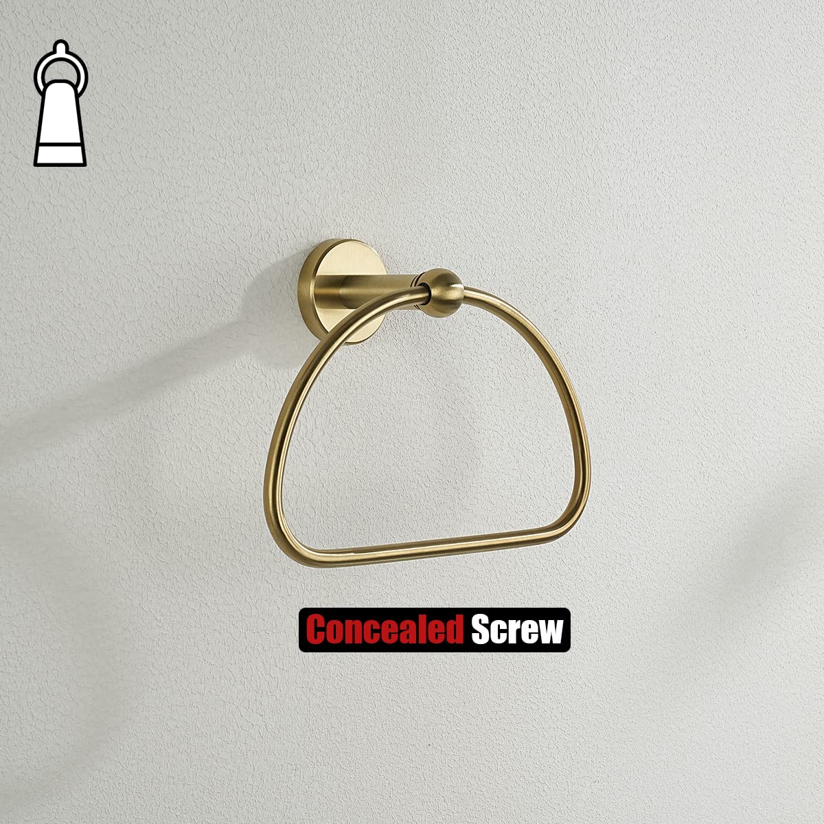 JQK Towel Ring Light Gold, Stainless Steel Half Ring Towel Holder for Bathroom, 7 Inch Brushed Golden Wall Mount, TR160-BG - Image 6