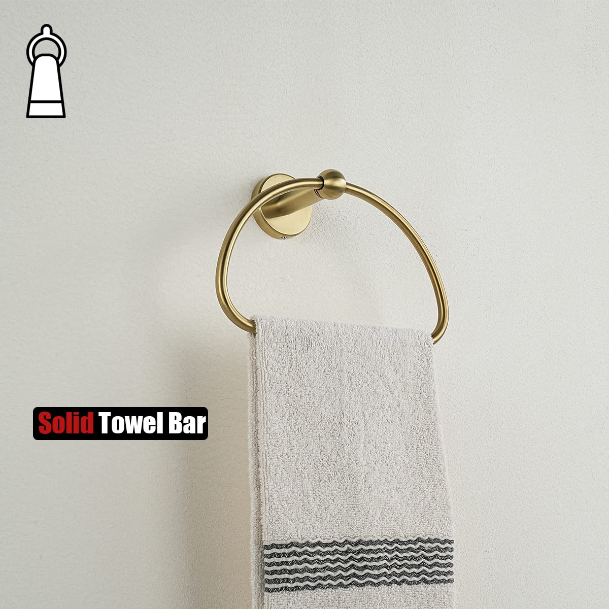 JQK Towel Ring Light Gold, Stainless Steel Half Ring Towel Holder for Bathroom, 7 Inch Brushed Golden Wall Mount, TR160-BG - Image 7