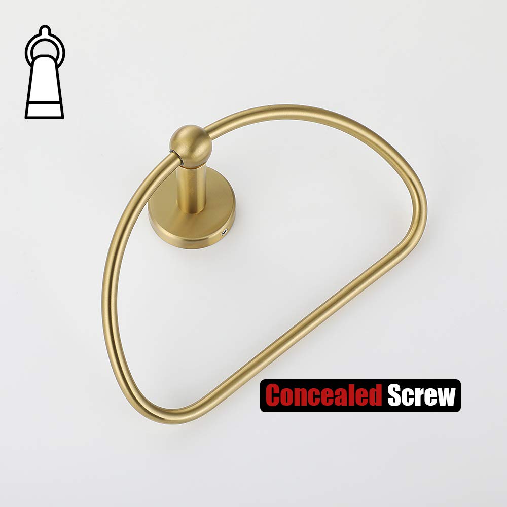 JQK Towel Ring Light Gold, Stainless Steel Half Ring Towel Holder for Bathroom, 7 Inch Brushed Golden Wall Mount, TR160-BG - Image 8