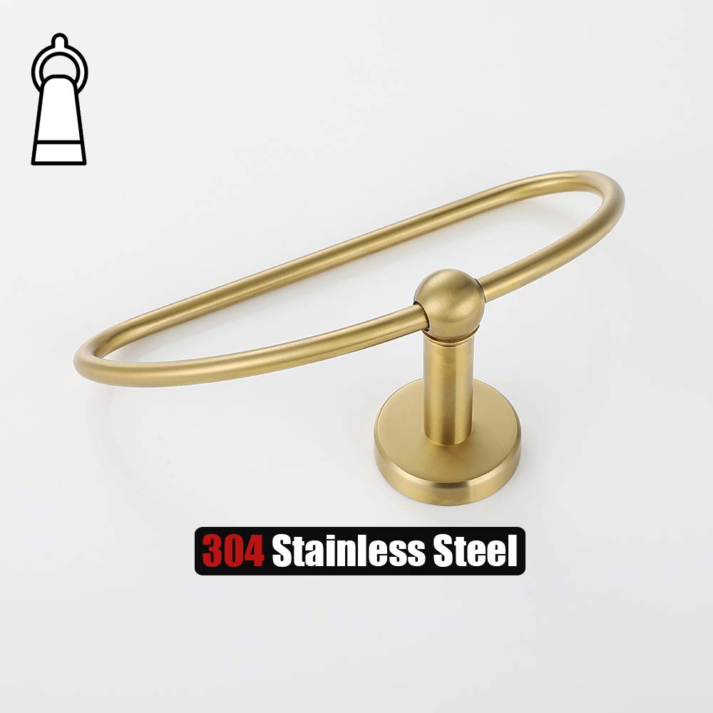 JQK Towel Ring Light Gold, Stainless Steel Half Ring Towel Holder for Bathroom, 7 Inch Brushed Golden Wall Mount, TR160-BG - Image 9